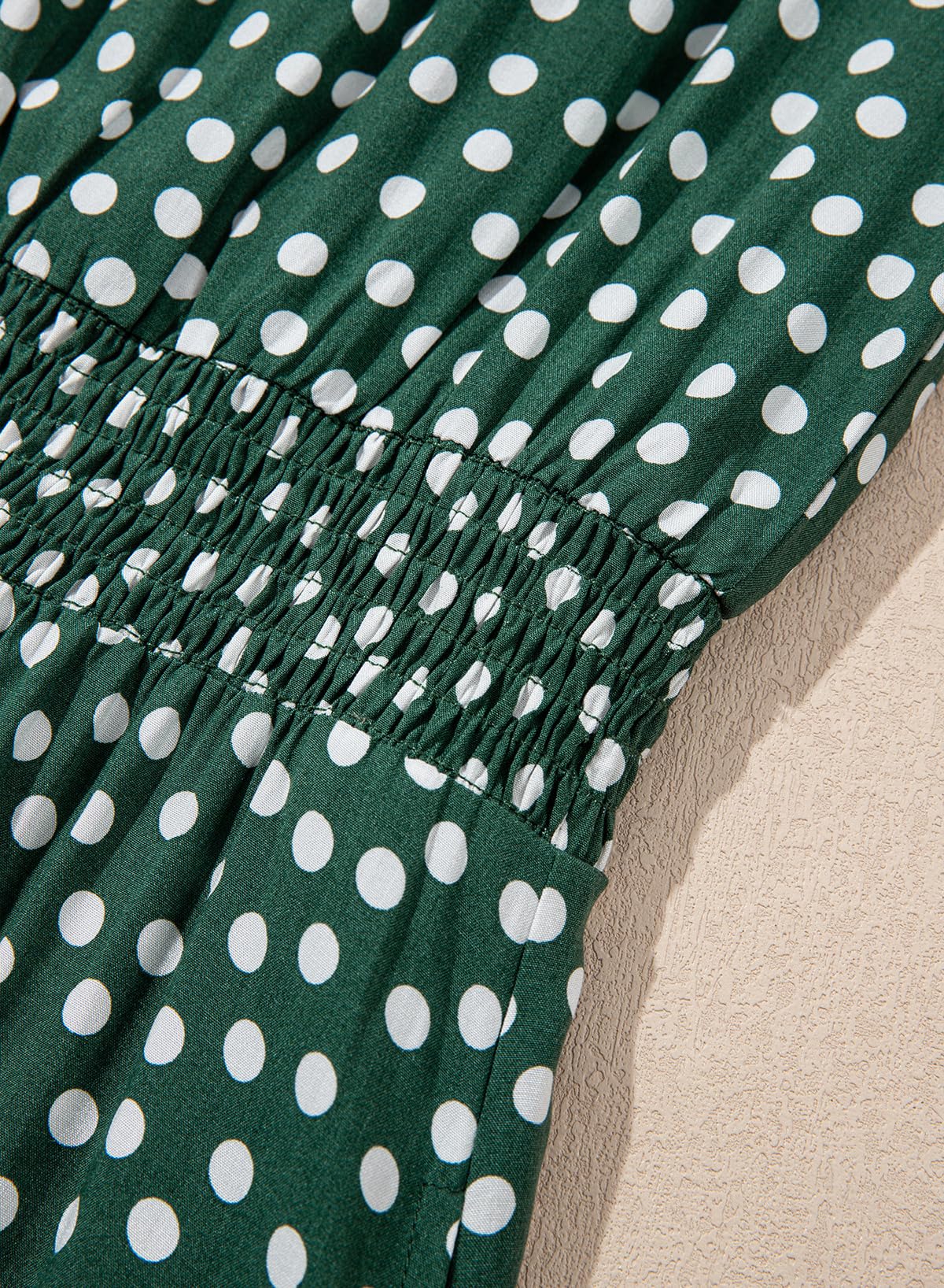 Dokotoo Spring Dresses for Women 2026 Womens Empire Waist Smocked A Line Midi Maxi Dress Polka Dot Flutter Short Sleeve Flowy Summer Casual Boho Dress Easter Green Large