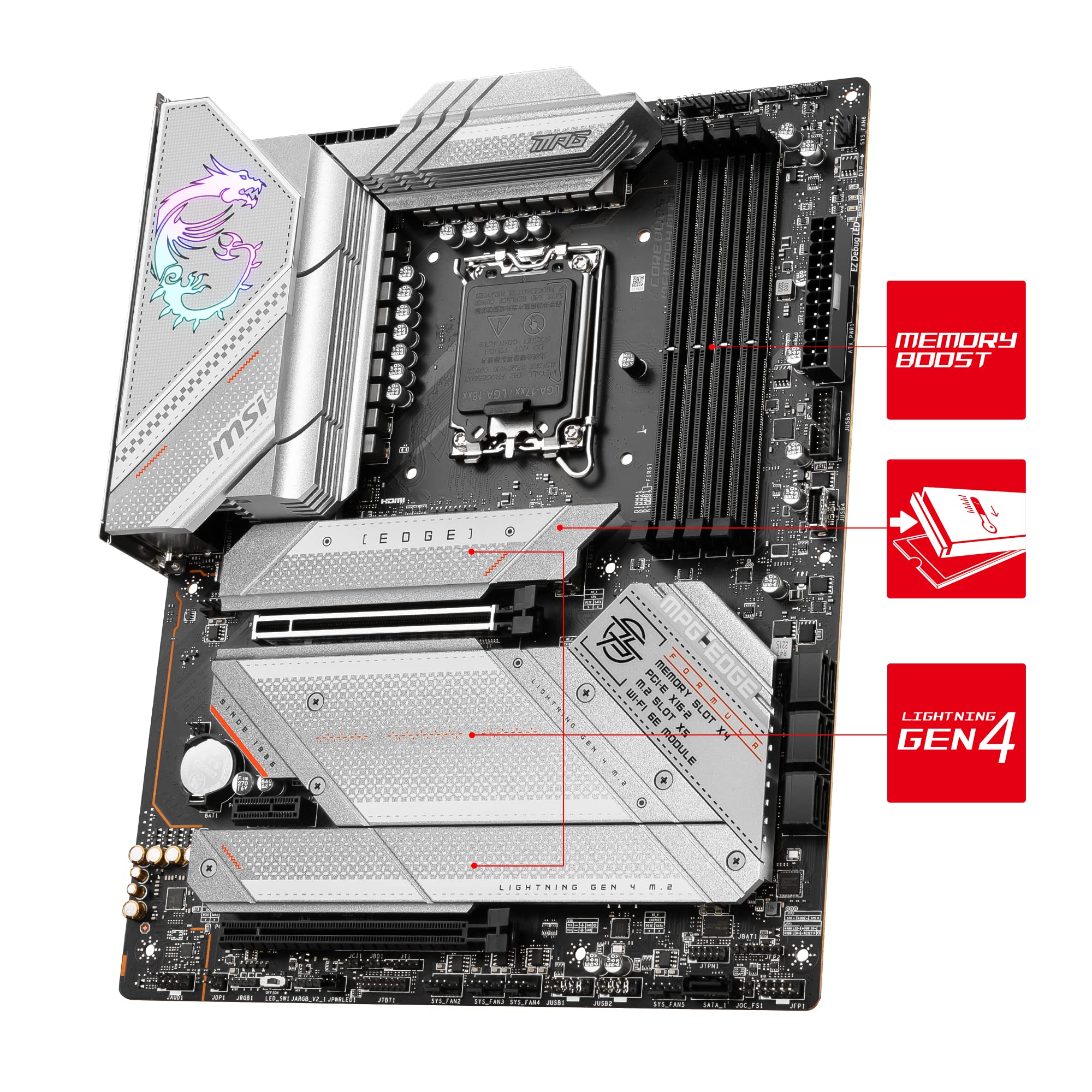 MSI MPG Z790 Edge WiFi Gaming Motherboard (Supports 12th/13th Gen Intel Processors, LGA 1700, DDR5, PCIe 5.0, M.2, 2.5Gbps LAN, USB 3.2 Gen2, Wi-Fi 6E, ATX) (Renewed)