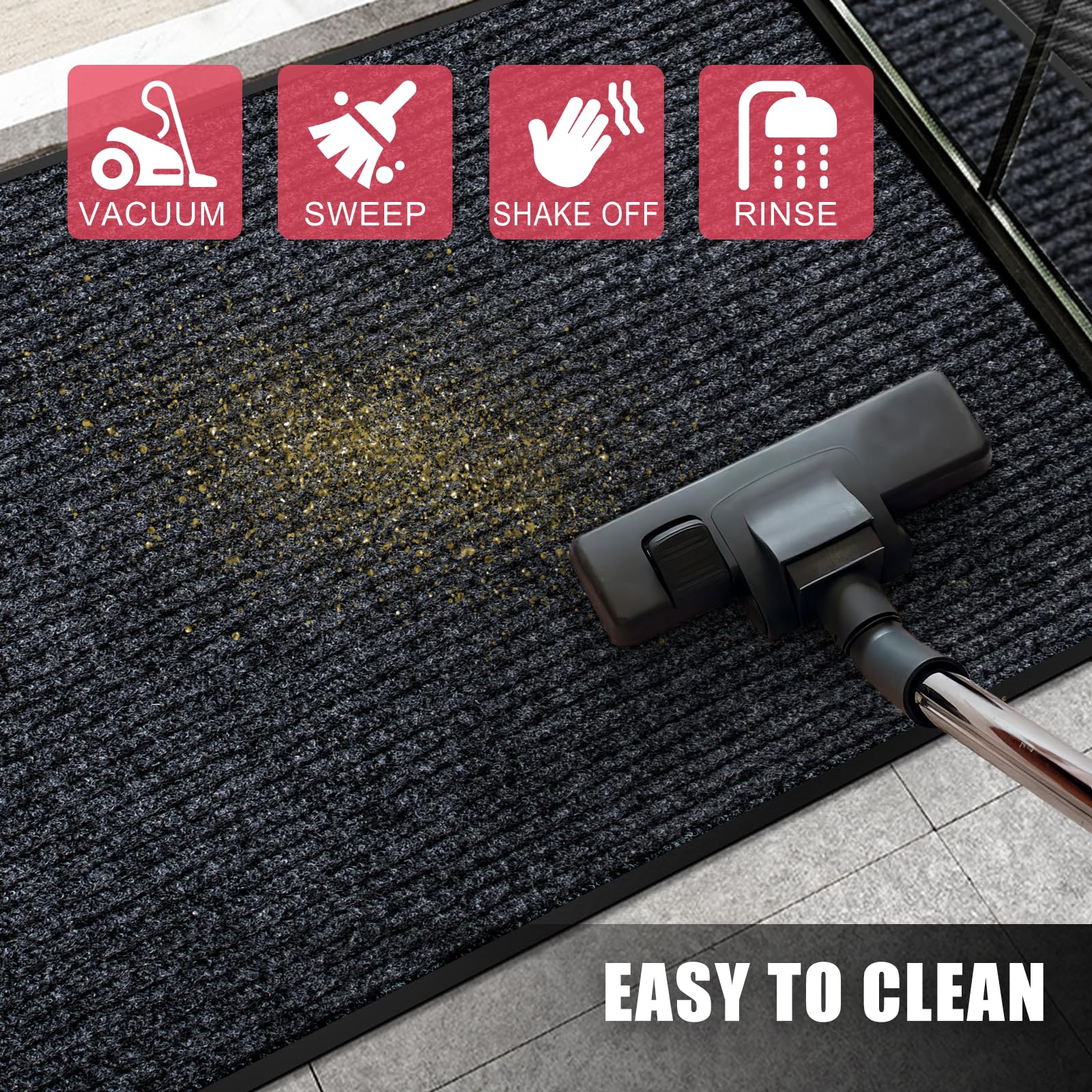 Kuyal Front Door Mat, 2'x3' Indoor Outdoor Entrance Mats, Commercial Floor Inside Outside Entrance, Heavy Duty Durable Welcome Mat, Rubber Backing Non Slip Outdoor Mats for Entryway,Dark Gray