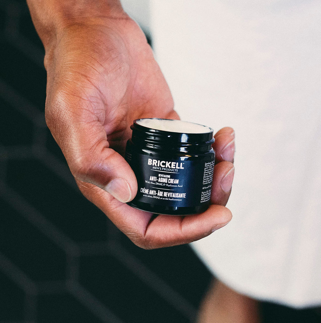 Brickell Men's Day and Night Anti Aging Cream Routine, With Vitamin C, Hyaluronic Acid, and Vitamin E, Scented, Skincare Gift Set