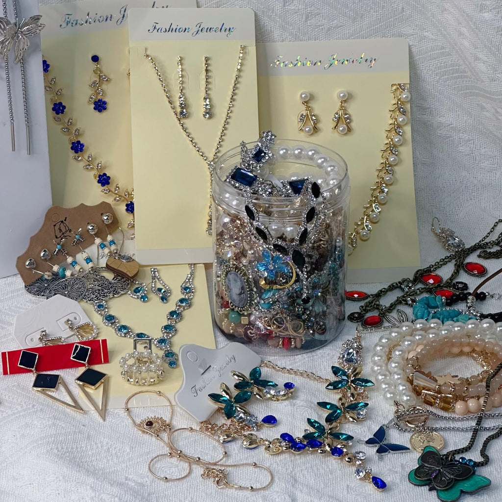 Mystery Jewelry Jar for Women, Gothic Witchy Jewelry Gift Set(Goth Boho Mixed Punk Everyday Necklaces,Earrings, Rings,Bracelets/Bangles),Valentines Day Gifts,Unique Alternative Fashion Romantic Present for Her(Elegant Vintage Style - 30 pcs)
