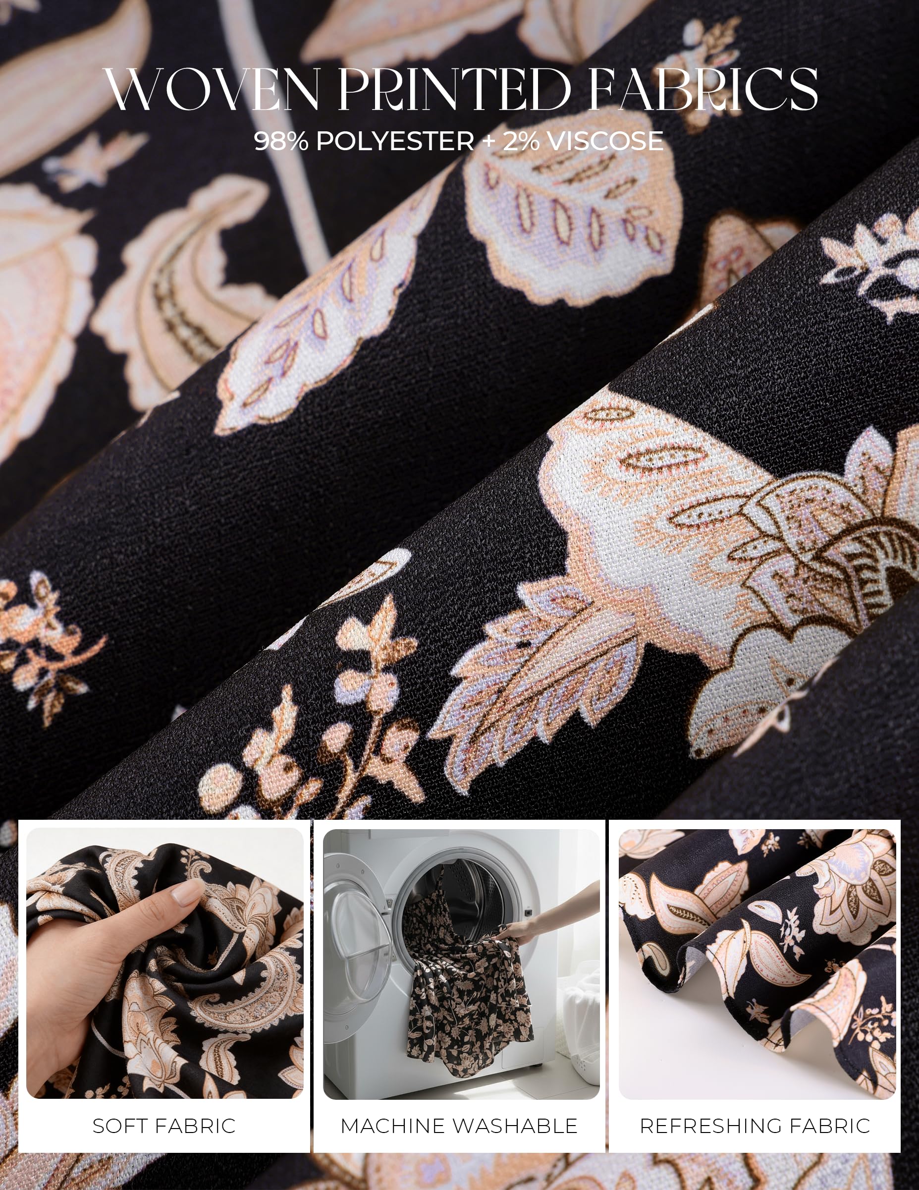 GRACE KARIN Womens Maxi Floral Sundresses Summer Beach Boho Dress Spaghetti Strap Dresses Casual Fashion Clothes with Pockets Black M