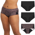 Maidenform Women's Moderate Protection Hipster Period Panties, Built-In Liner, Odor Guard, 3-Pack