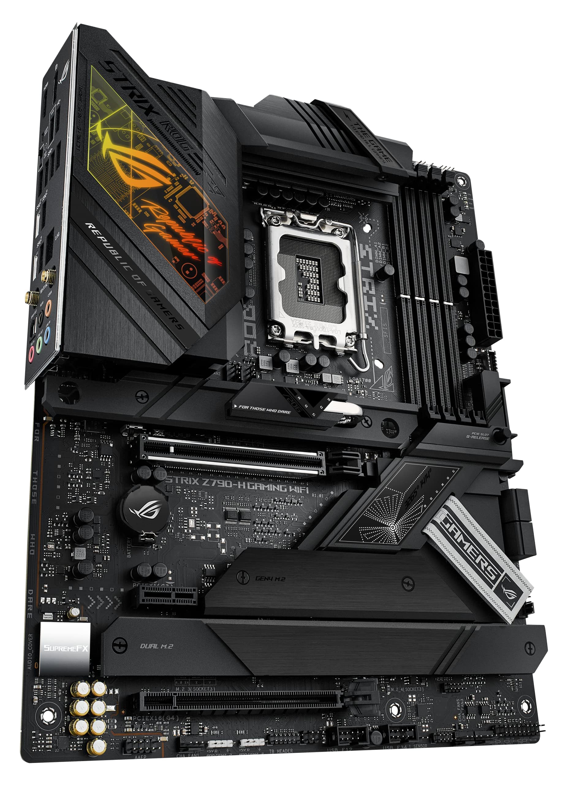 ASUS ROG STRIX Z790-H Gaming (WiFi 6E)LGA1700(Intel14th,13&12th Gen)ATX gaming motherboard(DDR5 7800 MT/s, PCIe5.0 x16 with Q-Release,4xPCIe 4.0 M.2 slots,USB 3.2 Gen 2x2 Type-C,front-panel connector)
