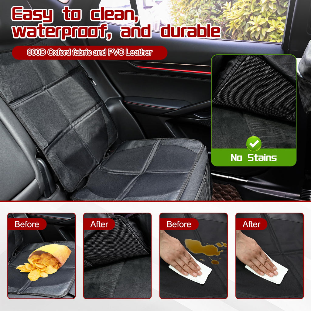 JEYODA Car Seat Protector, Baby Car Seat Protector, Thick Padding, Seat Protector with Mesh Storage Pockets, Non-Slip Padded Backing for Child Pet (Black Liner)