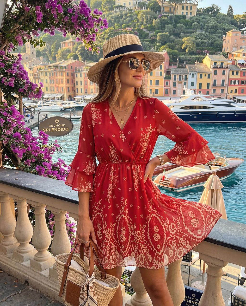 Bebonnie Plus Size Dresses for Curvy Women: Womens Summer Boho Cruise Dubai Luxury Travel Tropical Old Money Dress Wrinkle Free Elegant Wedding Guest Flattering Dresses to Hide Tummy Red Gold XXL