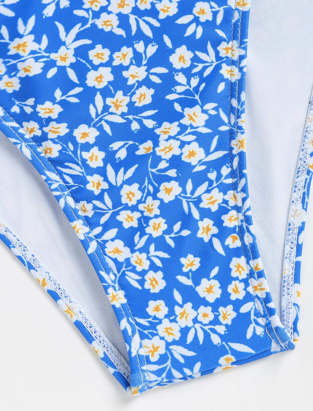 ZAFUL Women High Cut Bikini Sets String Sexy Swimsuit Two Piece Underwire Bathing Suit Brazilian Cheeky Cut Out Cute Swimwear Blue Flower XL