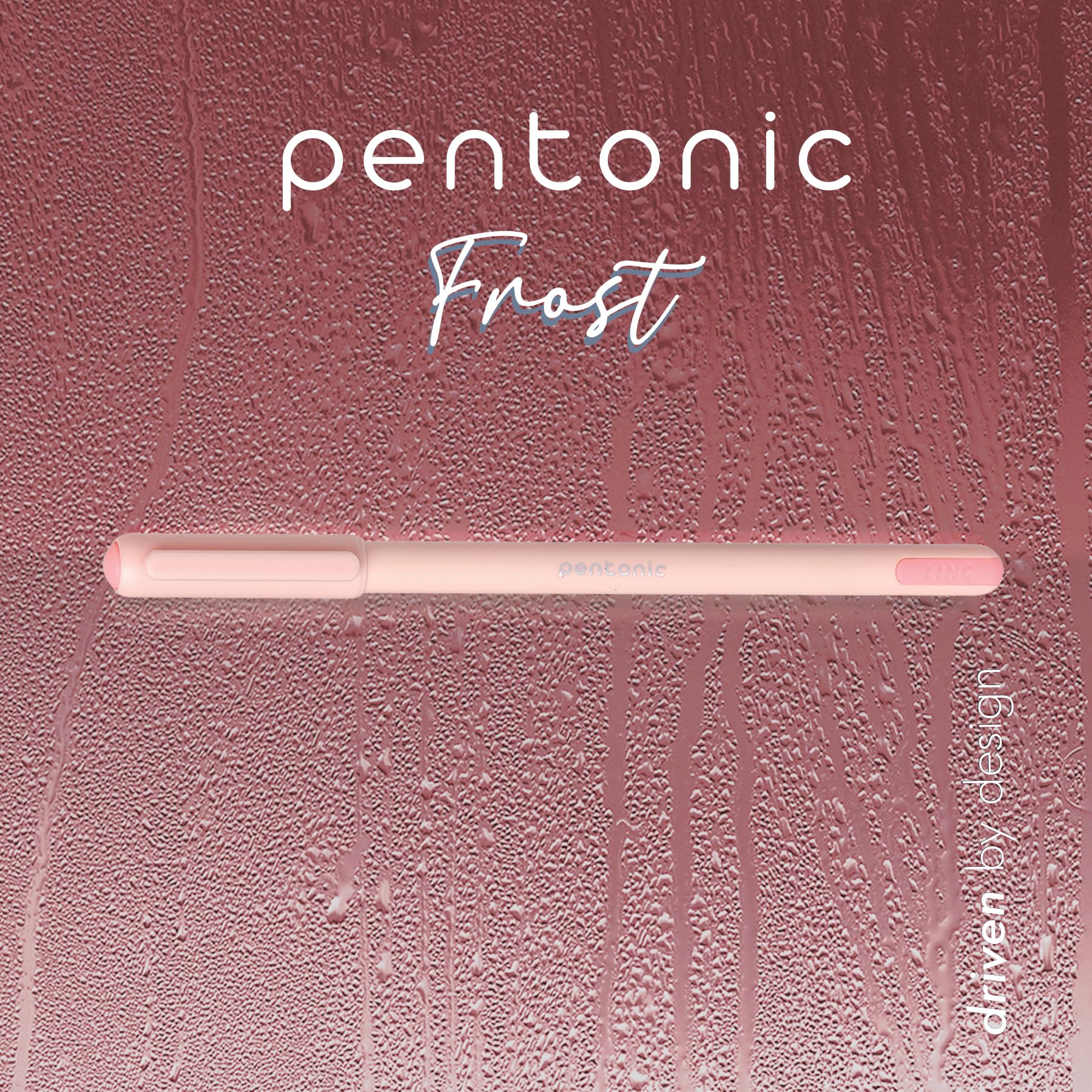 Pentonic Ballpoint Pens, 10 Count, Frosted Pale Pink Barrel with Red Ink, 0.7 mm Fine Point, Smooth Writing For Journaling & Note Taking (PEN13087)