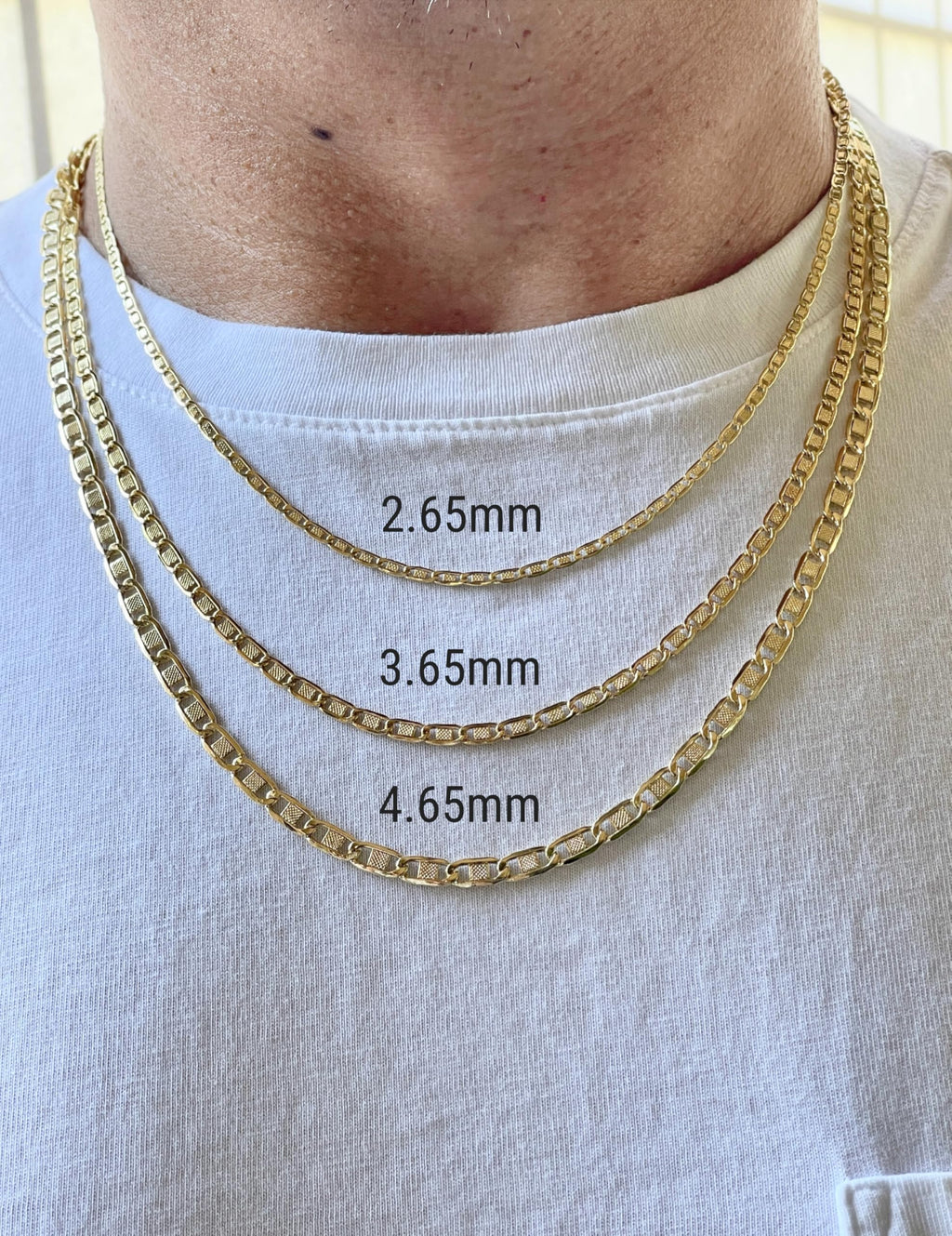 JEWELHEART 14K Gold Necklaces For Women Trendy Real Gold Concave Valentino Chain 2.65mm Diamond Cut Flat Links Men's 14K Gold Chain Necklace 22"