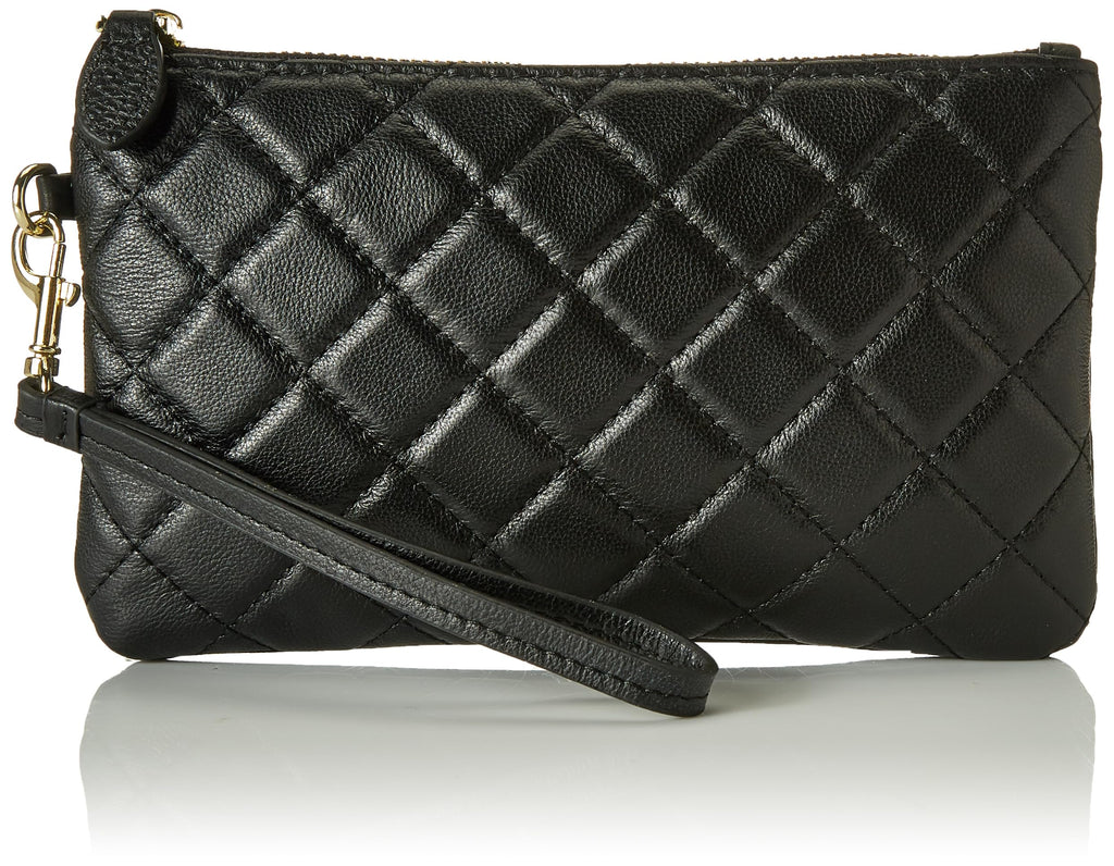 befen Genuine Leather Wristlet Clutch RFID Blocking Bag Cell Phone Wallet Purse Smartphone Wristlet Wallet Purses and Handbags for Women, Diamond Quilted Black