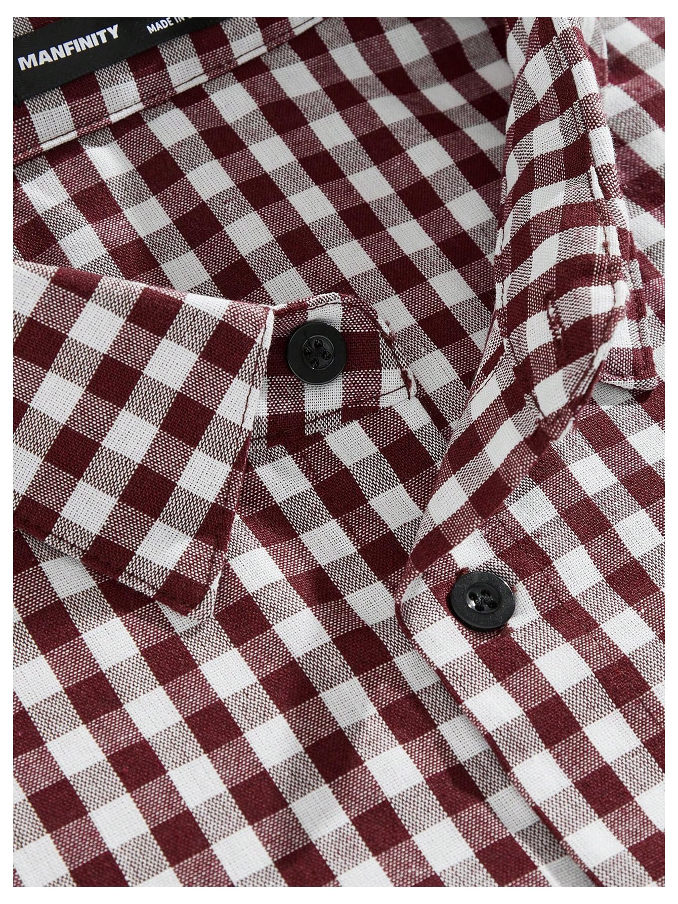 SHENHE Men's Plaid Button Down Short Sleeve Cropped Shirt Gingham Collared Shirt Top Red XX-Small