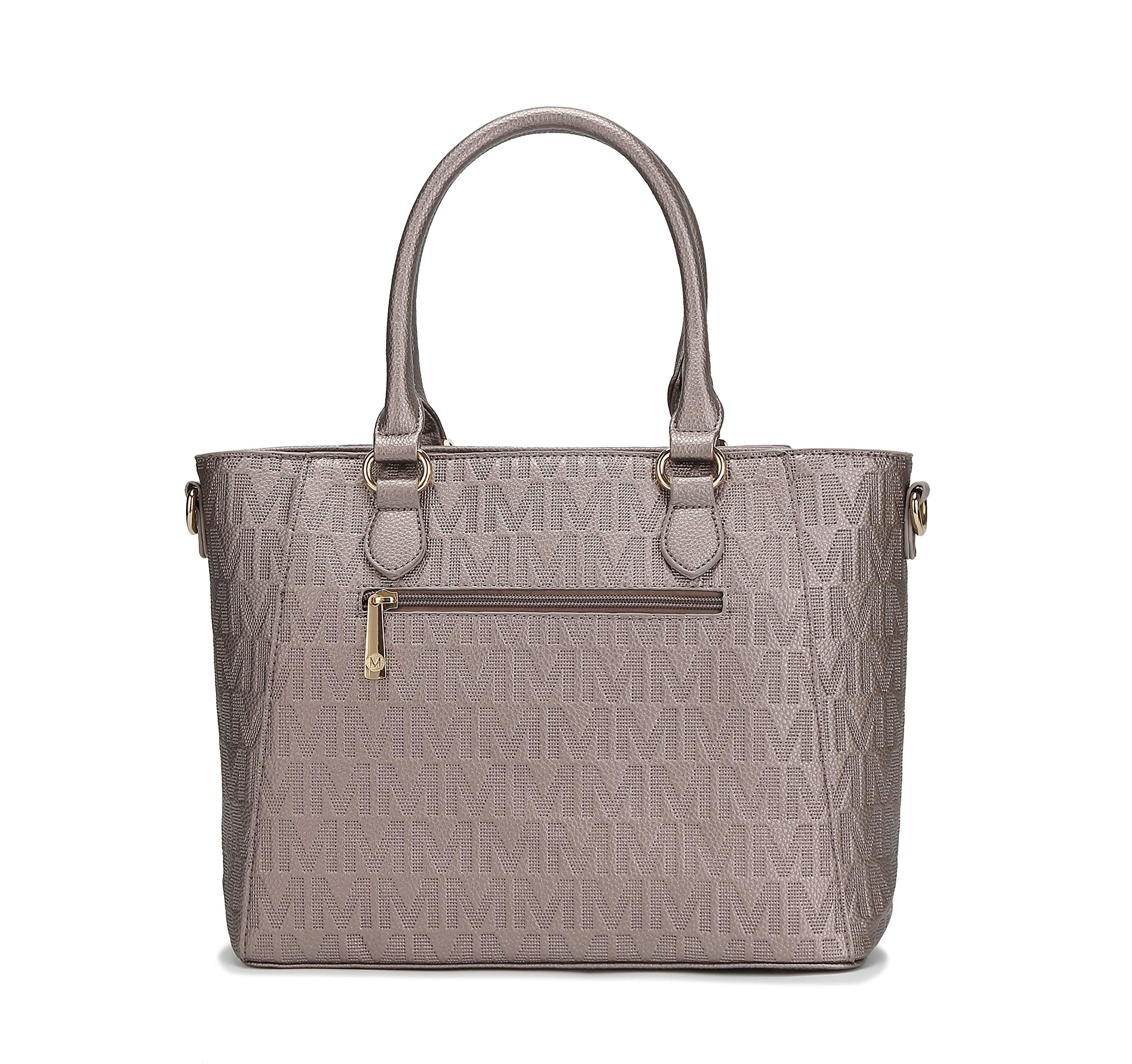 MKF Collection Crossbody Shoulder Bag for Women – PU Leather Top Handle Pocketbook – Roomy Tote Satchel Handbag Purse M Charm Pewter Silver by Mia k