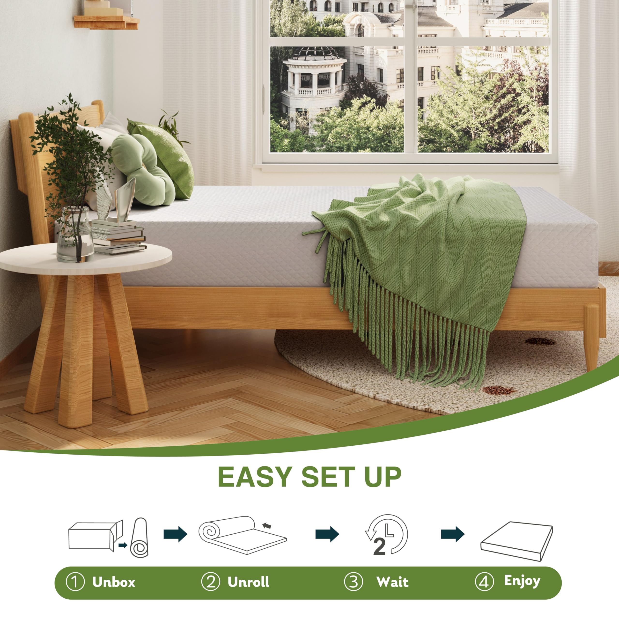 EGOHOME 5 Inch Twin Mattress for Kids, Memory Foam Mattress with Cooling Green Tea Gel, Relieve Pressure with Medium Firm Support, CertiPUR-US Certified, 75''L x 38''W, White