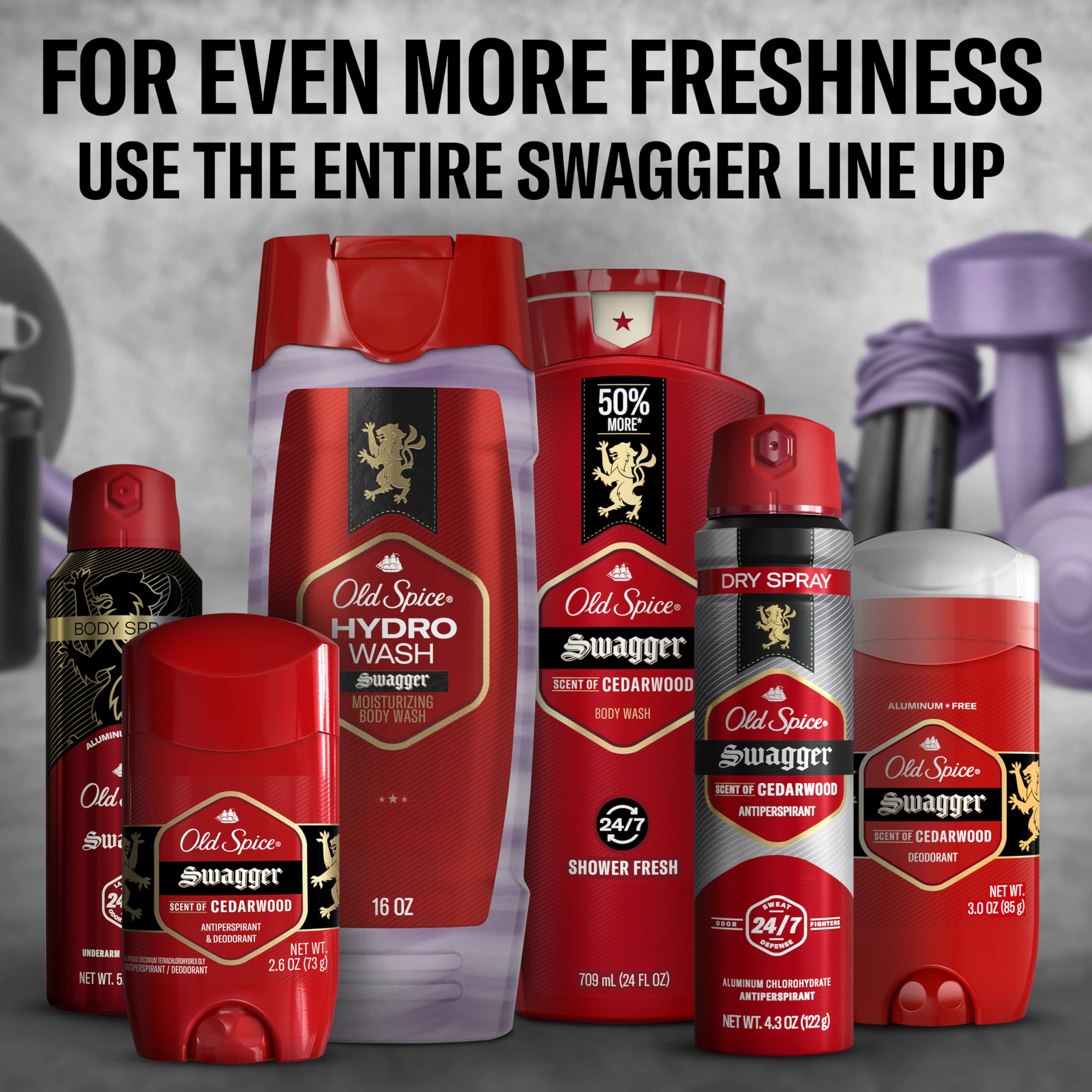 Old Spice Moisturizing Body Wash for Men, Hydro Wash, 2-in-1 Long Lasting Scent & Deep Hydration, 24/7 Shower Fresh, Smoother Swagger Scent, 16 oz (Pack of 4)