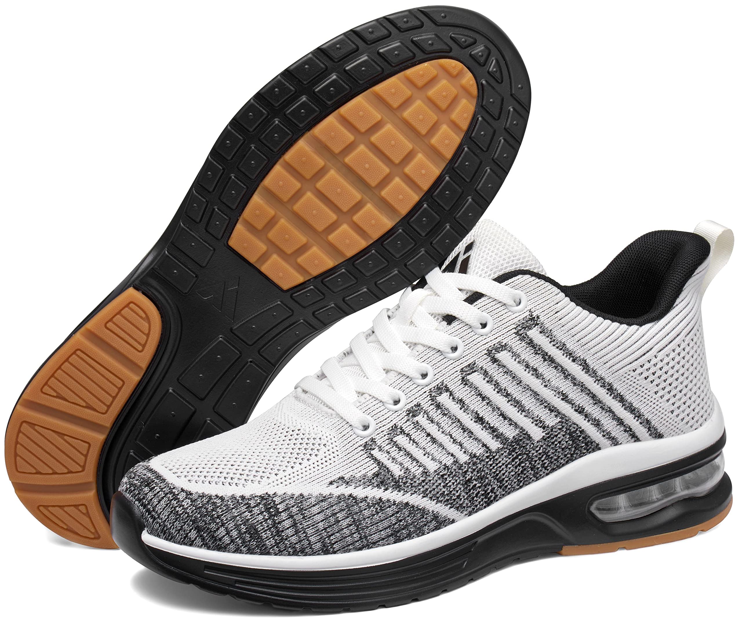 Mishansha Running Shoes for Men Sneakers Air Cushion Walking Shoes Comfortable Tennis Shoes Breathable Trail Running Shoes White US 9