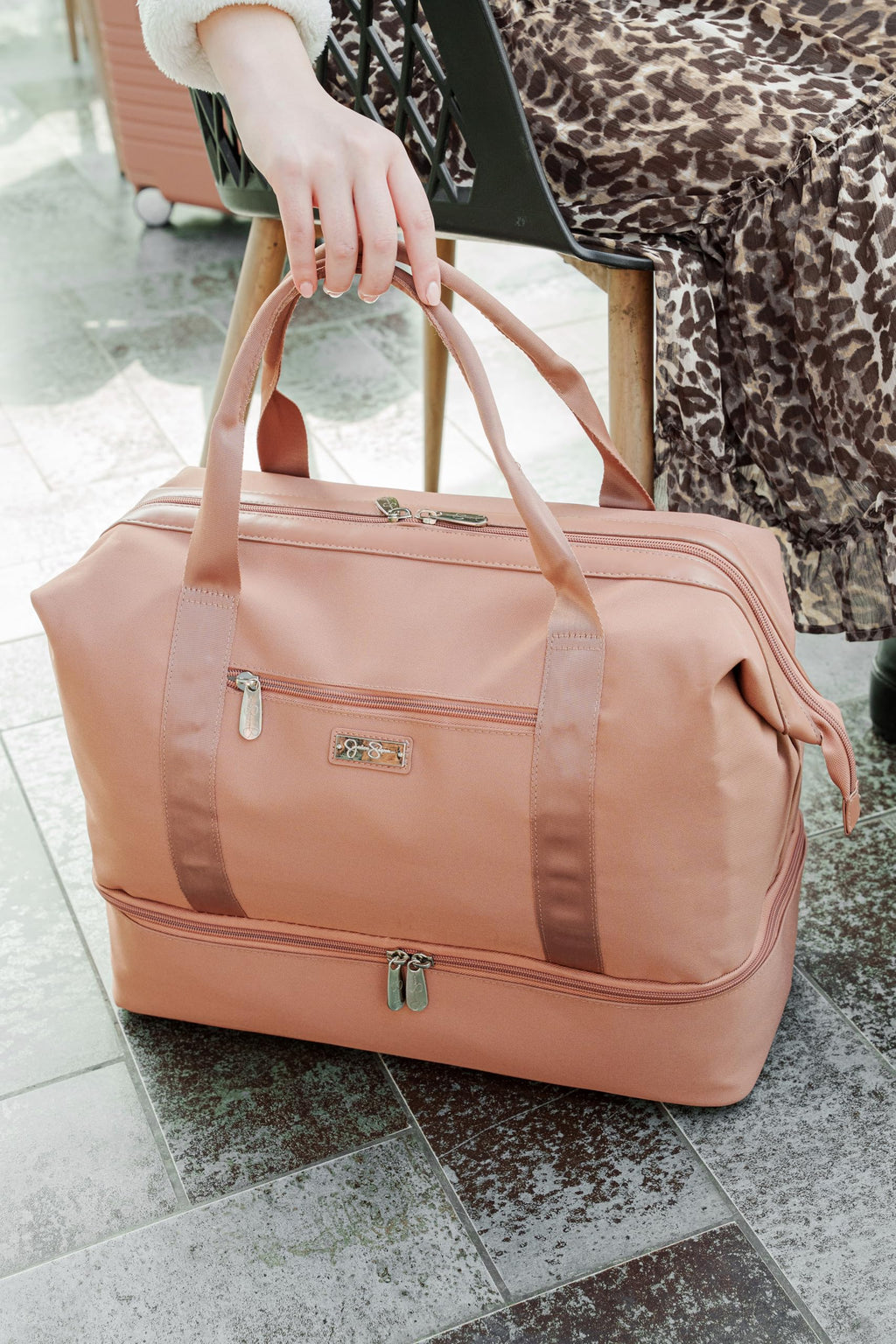 Jessica Simpson Countryside Weekender Duffel 100% Polyester Drop Bottom Bag, Oceanview