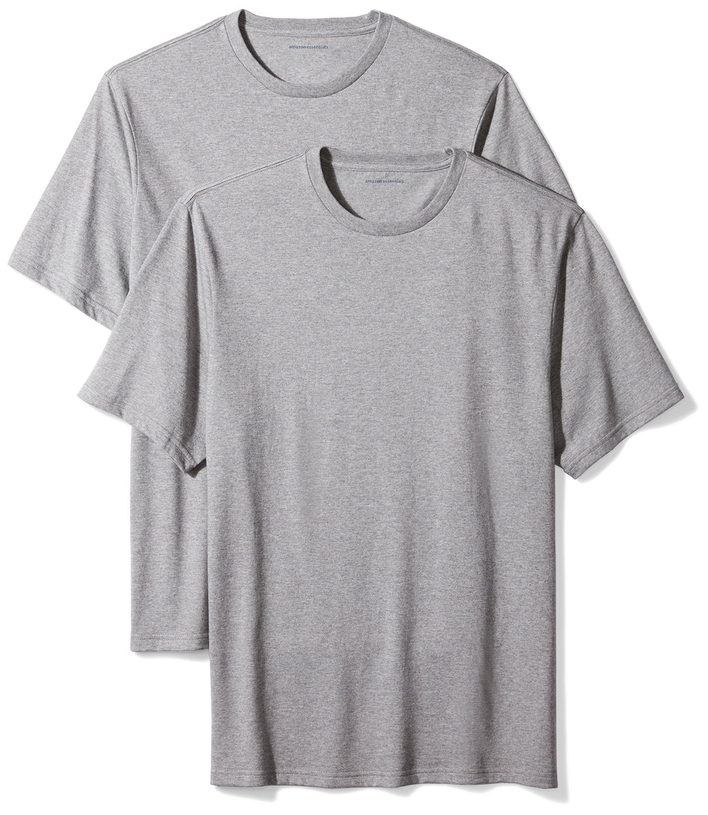 Amazon Essentials Men's Big & Tall 2-Pack Short-Sleeve Crewneck T-Shirt Shirt, Heather Grey/Heather Grey, 4X