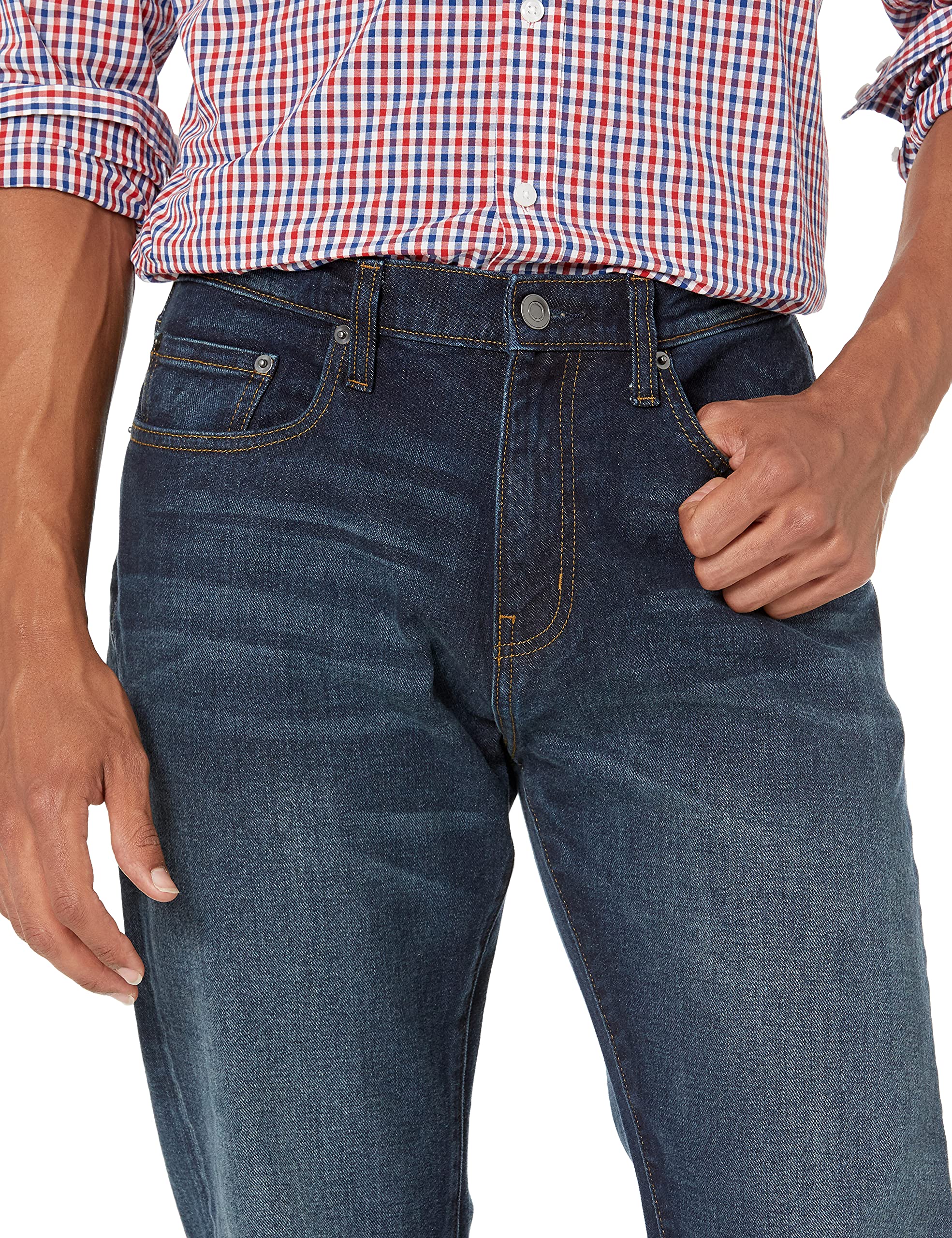 Amazon Essentials Men's Athletic-Fit Stretch Jeans - Discontinued Colors, Dark Wash, 33W x 32L
