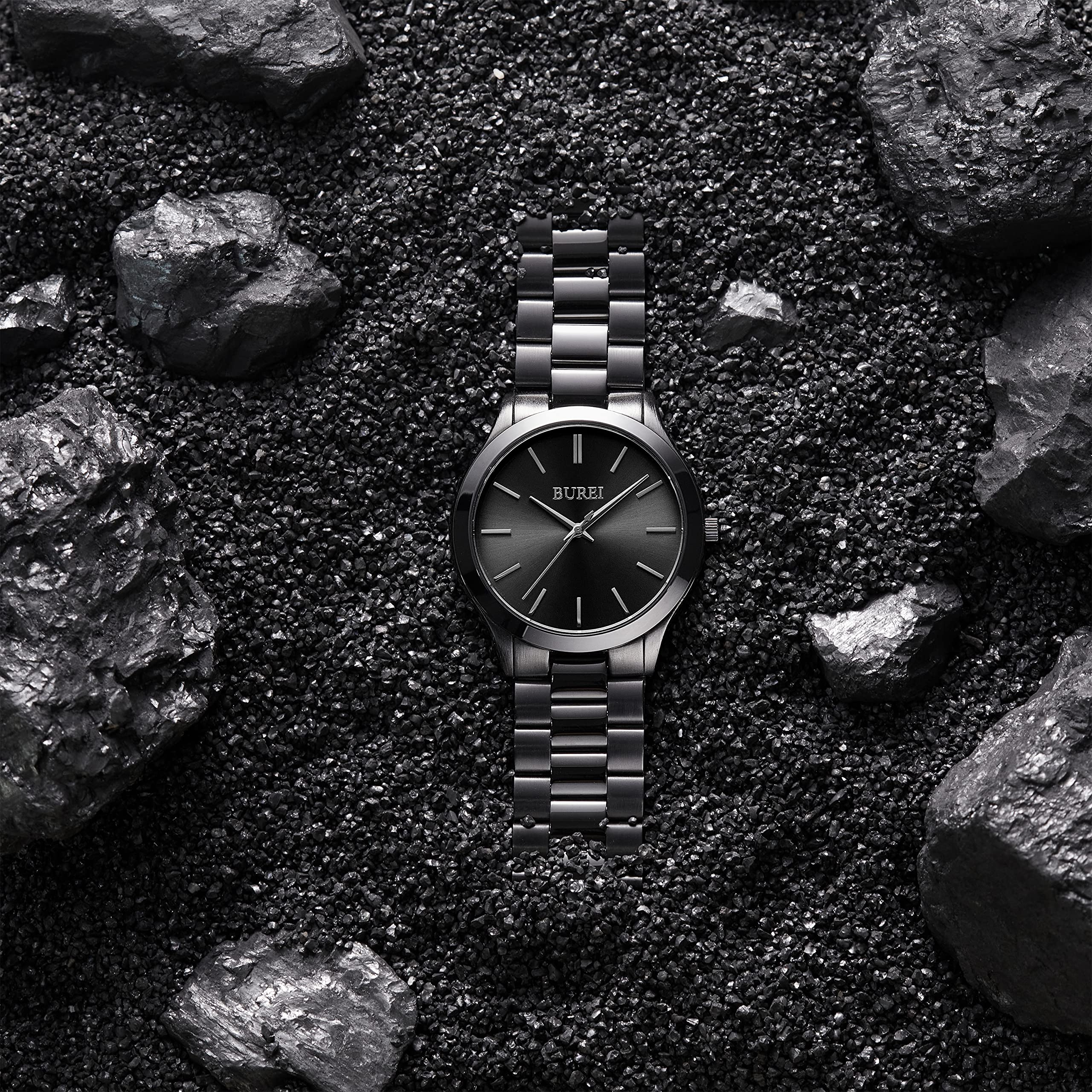 BUREI Men Watches Fashion Analog Stainless Steel Quartz Waterproof Watches,Gift for Men.