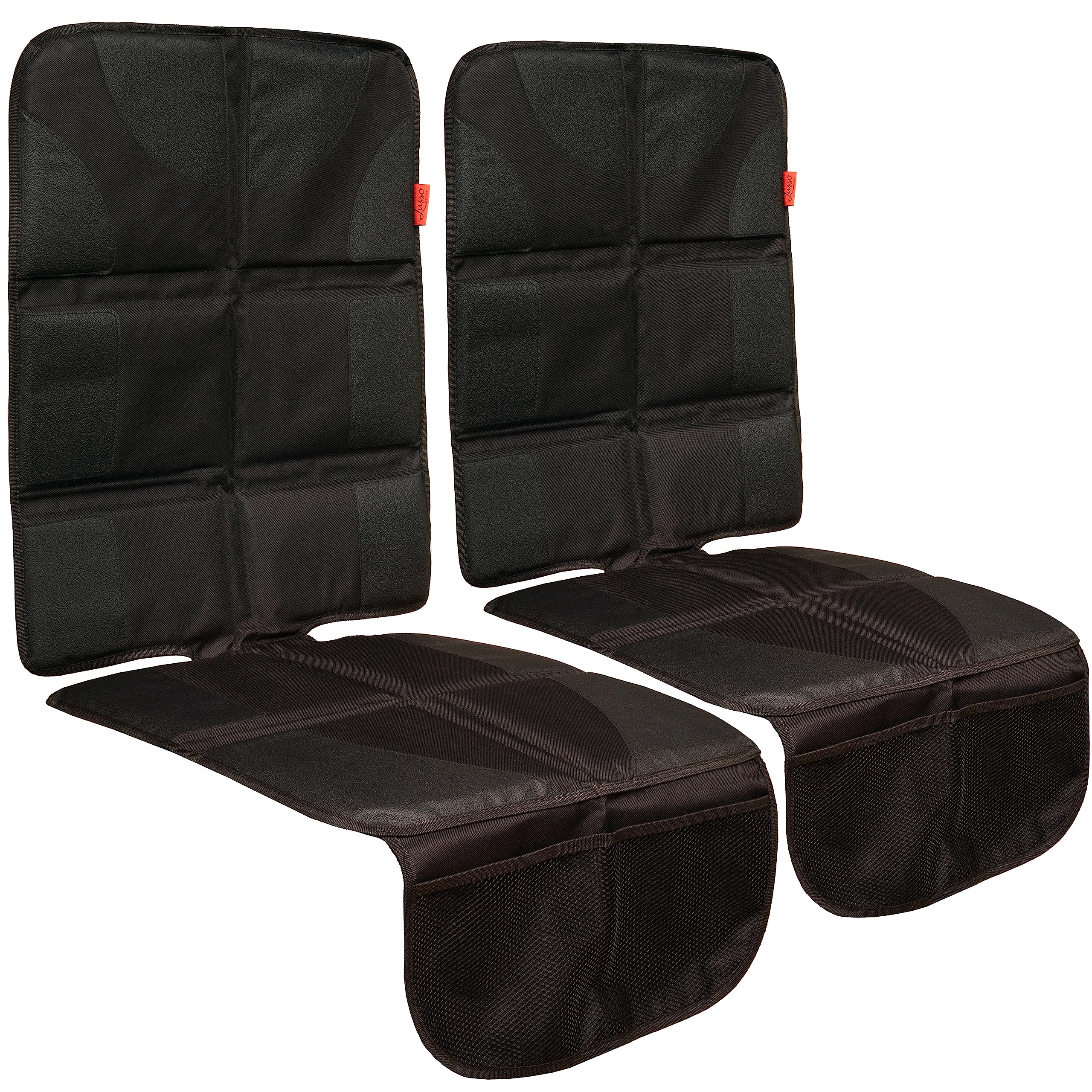 Lusso Gear Car Seat Cover & Protector - 2-Pack Waterproof Non-Slip Protector - Mesh Pocket Organizer - Universal Fit for Convertible & Toddler Car Seats, Black
