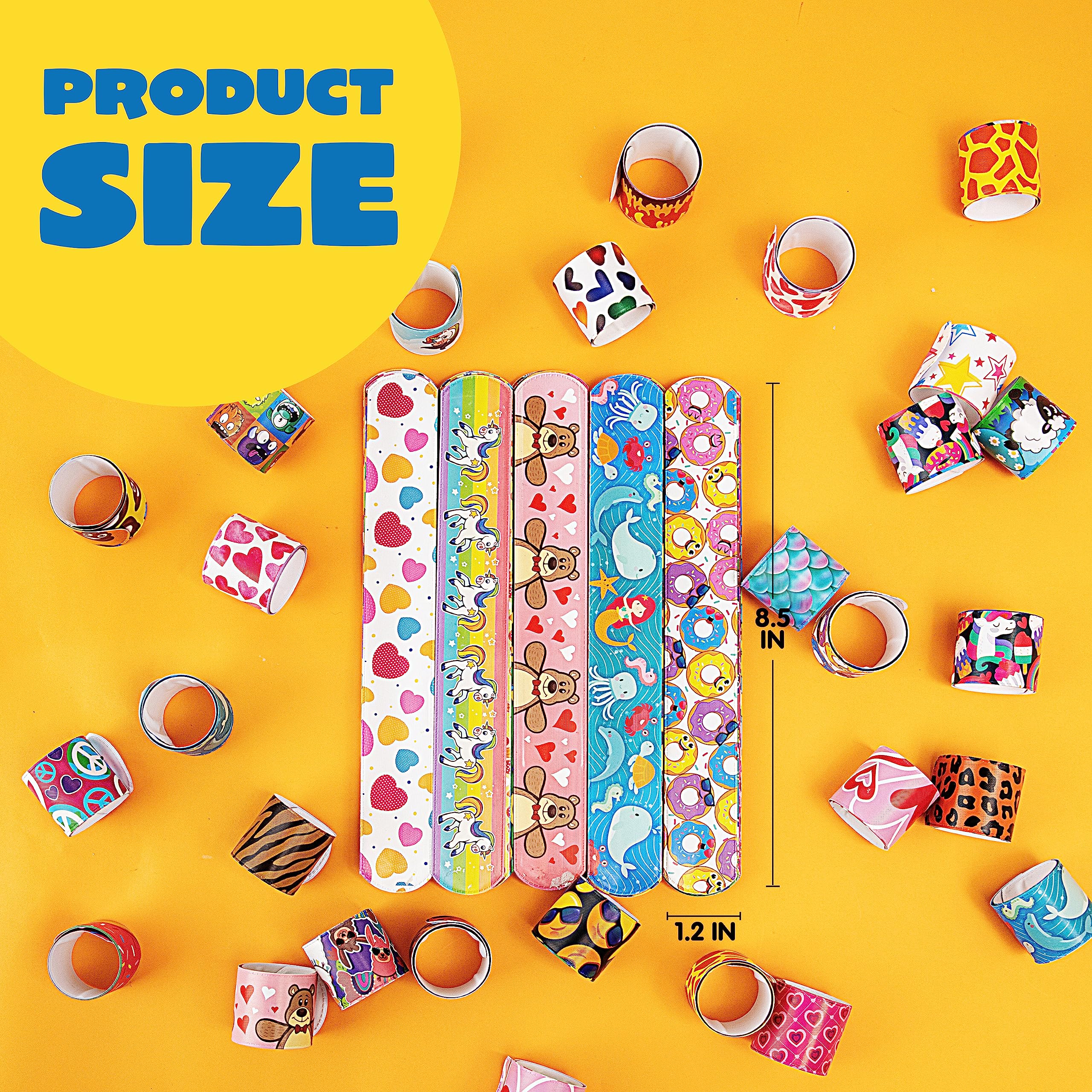 JOYIN 144 Pcs Slap Bracelets for Kids, Bulk Wristbands with Animals, Friendship, Heart, Party Favors, Classroom Prizes Birthday Exchanging Gifts,Goodies Bag Stuffers Fillers
