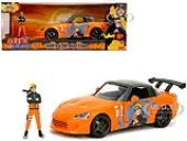 2001 Honda S2000 Orange with Gray Top and Graphics and Naruto Diecast Figure ""Naruto Shippuden"" (2009-2017) TV Series ""Anime Hollywood Rides"" Series