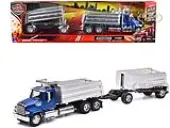 Freightliner 114SD Dump Truck with Twin Dump Body Blue ""Long Haul Trucker"" Series 1/32 Diecast Model by New Ray