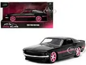 1969 Ford Mustang Black Metallic with Pink Stripes and Wheels ""Pink Slips"" Series 1/32 Diecast Model Car by Jada
