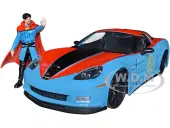 2006 Chevrolet Corvette Z06 Red and Blue with Doctor Strange Diecast Figurine ""Avengers"" ""Marvel"" Series ""Hollywood Rides"" 1/24 Diecast Model Car by