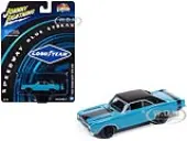 1969 Dodge Dart GTS 340 Blue with Black Top and Stripes ""Goodyear Blue Streak"" ""Pop Culture"" 2025 Release 1 1/64 Diecast Model Car by Johnny Lightnin