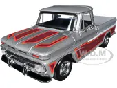 1966 Chevrolet C10 Fleetside Pickup Truck Silver Metallic with Brown Sides ""American Classics"" Series 1/24 Diecast Model Car by Motormax