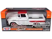 1958 Chevrolet Apache Fleetside Pickup Truck White with Red Top ""Timeless Legends"" Series 1/24 Diecast Model Car by Motormax