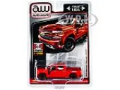 2019 Chevrolet Silverado LTZ Z71 Pickup Truck Red with Black Stripes Limited Edition to 2496 pieces Worldwide 1/64 Diecast Model Car by Auto World