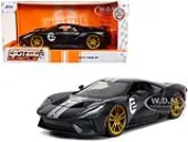 2017 Ford GT 2 Matt Black with Silver Stripes and Gold Wheels ""Bigtime Muscle"" Series 1/24 Diecast Model Car by Jada