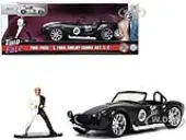 1965 Shelby Cobra 427 S/C 2 Black Metallic and White and Harvey Two-Face Diecast Figure ""Batman"" ""Hollywood Rides"" Series 1/32 Diecast Model Car by J
