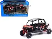 Polaris RZR XP 4 Turbo EPS Sport UTV Spectra Orange with Graphics and Black Top 1/18 Diecast Model by New Ray