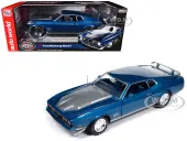 1971 Ford Mustang Mach 1 Blue Metallic with Silver Hood ""Muscle Car &amp; Corvette Nationals"" (MCACN) ""American Muscle"" Series 1/18 Diecast Model Car