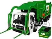 Mack LR ""Waste Management"" Refuse Garbage Truck with McNeilus Meridian Front Loader White and Green with Trash Bin 1/34 Diecast Model by First Gear
