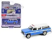 1990 Chevrolet Suburban K2500 Scottsdale ""NYPD (New York City Police Department)"" Blue with White Top ""Hot Pursuit"" Series 46 1/64 Diecast Model Car