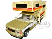 1992 GMC Sierra GT Pickup Truck Gold Metallic with White Sides with Camper Shell ""American Classics"" Series 1/24 Diecast Model Car by Motormax