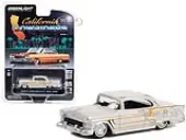1955 Chevrolet Bel Air Custom Light Gray Metallic and Gold Graphics ""California Lowriders"" Series 2 1/64 Diecast Model Car by Greenlight