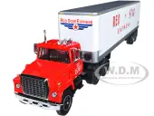 Ford LT-9000 Day Cab with Vintage 40 Dry Goods Tandem-Axle Trailer Red and White ""Red Star Express"" 1/64 Diecast Model by DCP/First Gear