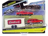 2006 Dodge Magnum R/T Red and Black and 1969 Dodge Charger R/T Red and Black with Enclosed Car Trailer ""Edelbrock"" ""Team Haulers"" Series 1/64 Diecast