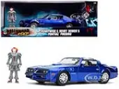 Henry Bowers Pontiac Firebird Trans Am Candy Blue with Pennywise Diecast Figurine ""It Chapter Two"" (2019) Movie 1/24 Diecast Model Car by Jada