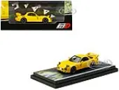 Mazda RX-7 (FD3S) RHD (Right Hand Drive) Yellow ""RedSuns"" with Keisuke Takahashi Driver Figure ""Initial D"" (1995-2013) Manga 1/64 Diecast Model Car b