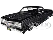 1965 Chevrolet El Camino Lowrider Black Metallic with Silver Graphics ""Lowriders"" Series 1/25 Diecast Model Car by Maisto