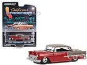 1955 Chevrolet Bel Air Lowrider Ruby Red and Matt Bronze ""California Lowriders"" Series 3 1/64 Diecast Model Car by Greenlight