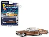 1973 Cadillac Sedan DeVille Dark Brown Metallic with Light Brown Pinstripes and White Top ""California Lowriders"" Series 4 1/64 Diecast Model Car by G