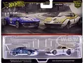Chevrolet Custom Corvette Stingray Coupe 65 Blue Metallic with White Stripes and 1969 Chevrolet COPO Corvette 6 Gold Metallic and White ""Car Culture""