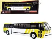 1999 TMC RTS Transit Bus 164 Downtown Dallas ""Dart"" White and Yellow ""The Vintage Bus &amp; Motorcoach Collection"" 1/87 (HO) Diecast Model by Iconic